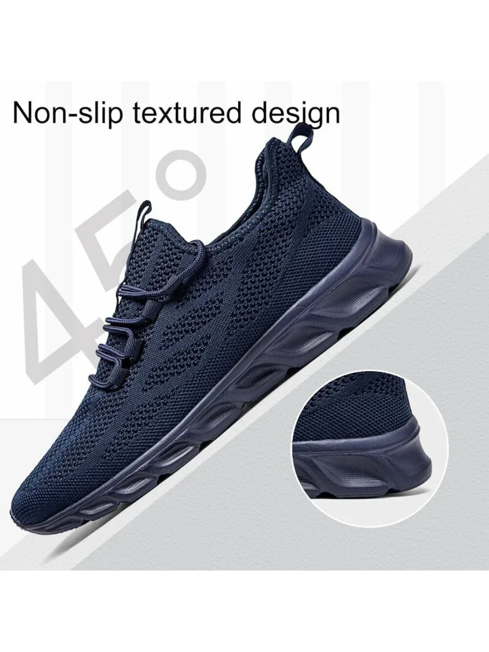 Men's Dark Blue Running Shoes Mesh Breathable Tennis Lightweight Walking Sneaker